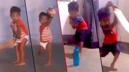 Kid playing cricket shots is trending in twitter.