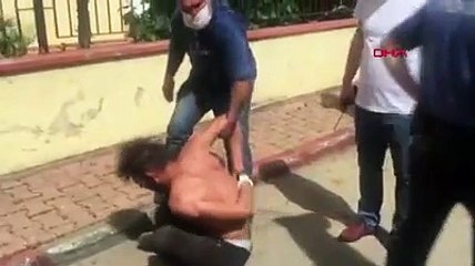 Nefes nefese yakalanan şüpheliyi polis suyla serinletti