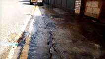 Northampton car park floods after mains water pipe under pavement outside is crushed by 'heavy vehicle'