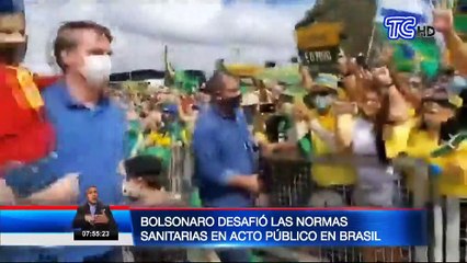 Presidente de Brasil, Jair Bolsonaro, desafió las normas sanitarias en acto masivo