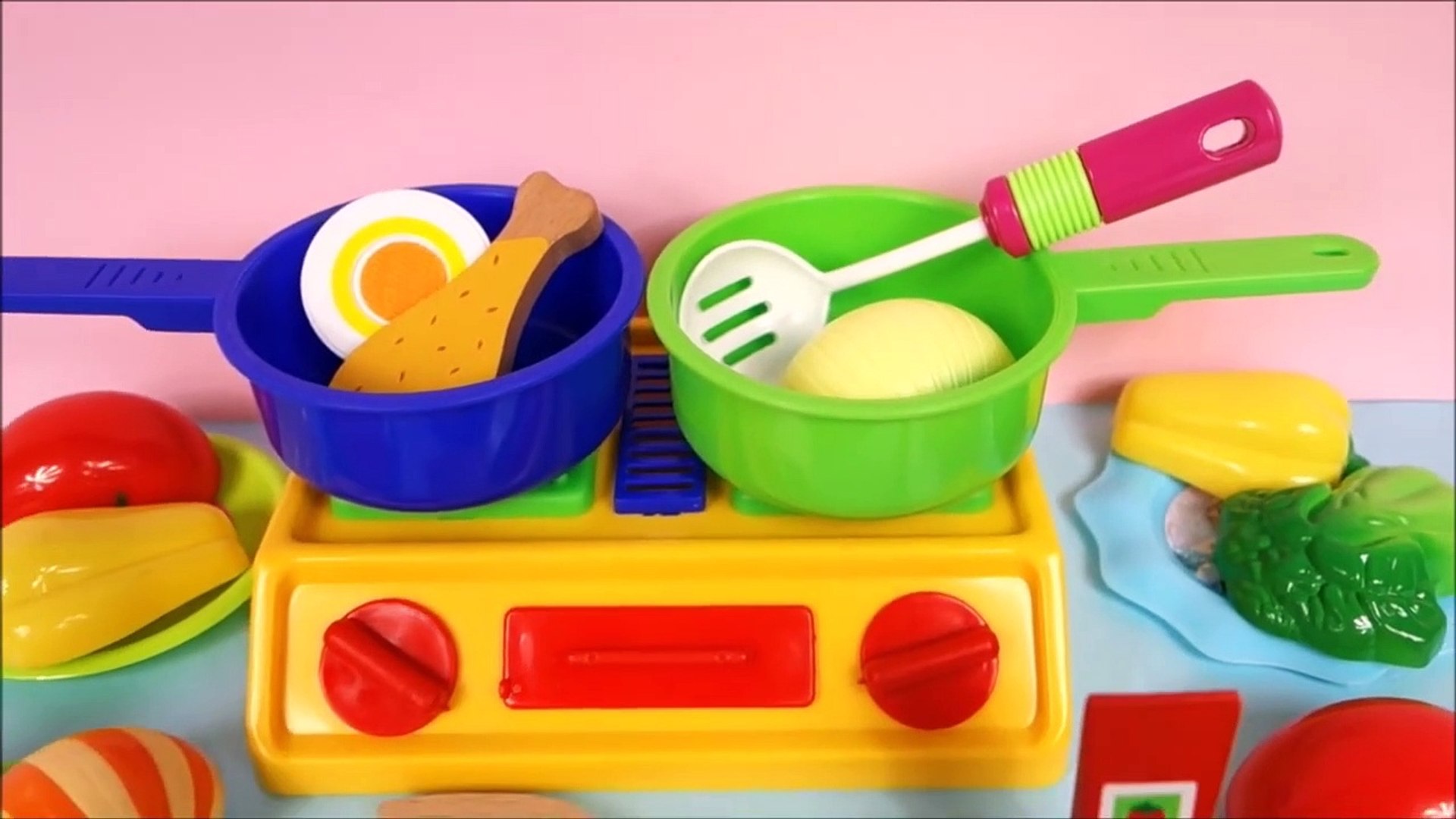 Cooking velcro cutting vegetables and baking toy foods with toy kitchens for kids