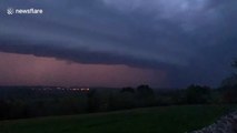 Incredible footage of giant shelf cloud and multiple lightning bolts over Massachusetts