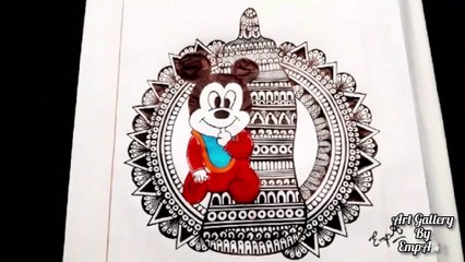 Baby minimouse mandala art step by step❤
