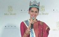 Miss World Manushi Chhillar returns home