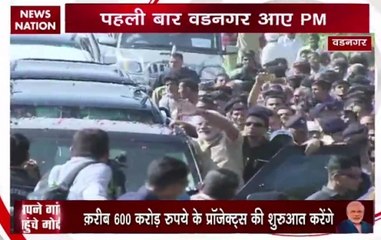 PM Modi reaches homtown Vadnagar during Gujarat Visit