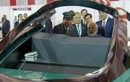PM Narendra Modi and Japan's PM Shinzo Abe at Bullet Train Simulator