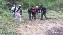 Dramatic moment Thai family and three dogs are rescued by helicopter after spending six days lost in forest