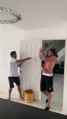 Friends are enjoying and prank together at their home very funny