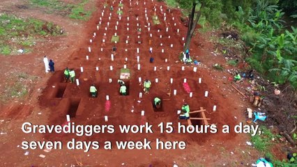 Indonesia's gravediggers battle virus fears