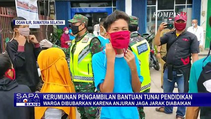 Aparat Bubarkan Kerumunan Warga yang Ambil Uang Bantuan Pendidikan di Sumsel