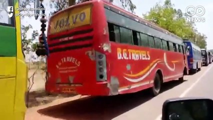 उत्तर प्रदेश में बस पर बवाल