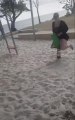 Girl Hilariously Fails and Falls in Sand While Riding Toy in Playground