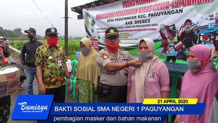 SMA Negeri 1 Paguyangan Bagi-bagi Masker dan Sembako
