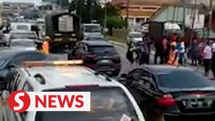 Eight men arrested following brawl over accident vehicle