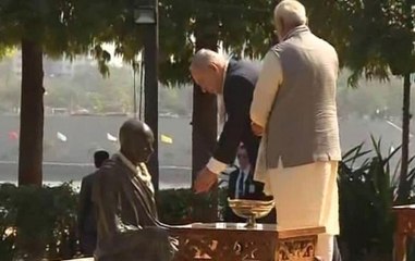 PM Modi and Israel PM Netanyahu and his wife Sara Netanyahu at Sabarmati Ashram