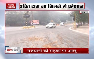 Download Video: Lucknow: Streets filled with potatoes as farmers get agitated