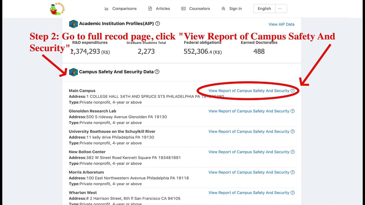 How to check history data of college Campus Safety And Security?