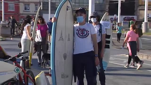 Manifestación de surfistas en A Coruña