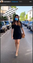Karine Ferri reprend le travail masquée et en robe !
