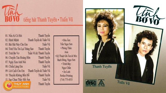 ALBUM TÌNH BƠ VƠ - SONG CA HUYỀN THOẠI TUẤN VŨ THANH TUYỀN NHẠC VÀNG HẢI NGOẠI TINH TÚY NHẤT