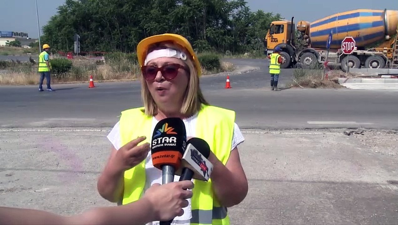 Η Φανή Παπαθωμά στο έργο του κόμβου Μιχαηλίδη σ...