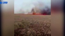 النيران تلتهم مساحات زراعية واسعة شرق دير الزور