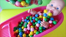 Baby doll gum balls bath surprise toys bathtime surprise eggs toy video