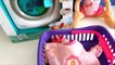 Baby doll washing machine toy washing clothes changing baby emmi