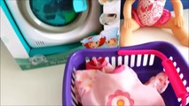 Baby doll washing machine toy washing clothes changing baby emmi