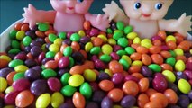 Learn colors with baby dolls candy bath ball pit play surprise toys eggs esl