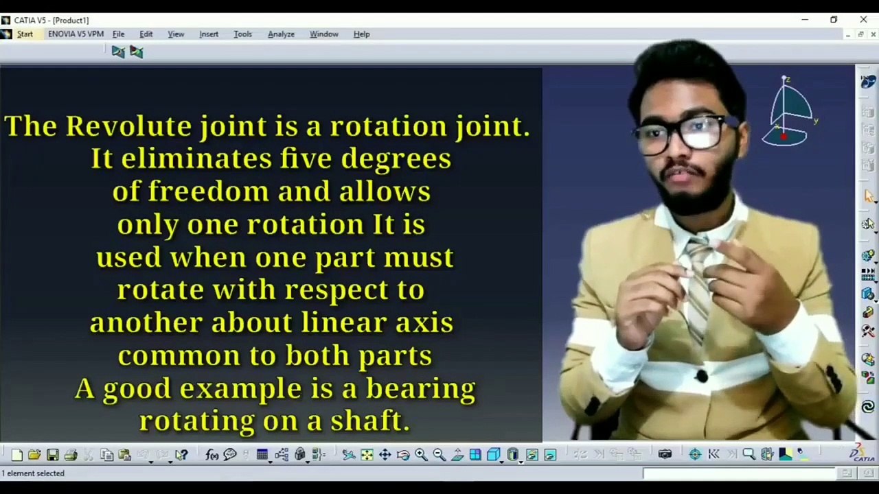 Catia V5 DMU Kinematics Revolute Joint with Mechanical Analysis and Clash Interference