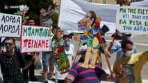 Protesters in Athens demand government to financially support art workers