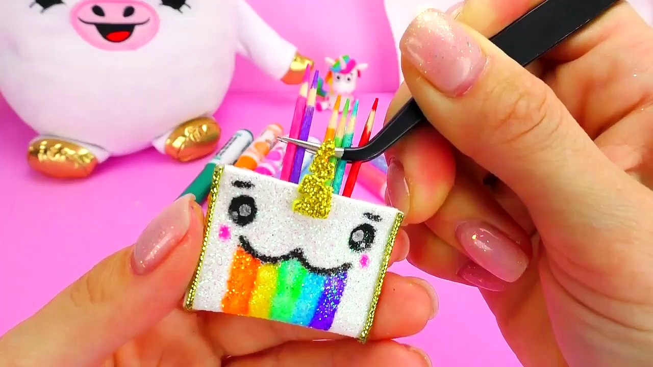 DIY Miniature UNICORN School Supplies (Backpack, Notebook, Pen