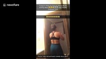 Woman hilariously smacks herself with a resistance band as she tries to work out