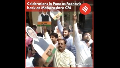Celebrations in Pune as BJP forms Govt in Maharashtra