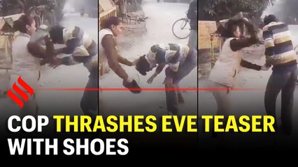 Cop hits man with shoes for harassing girl in Kanpur