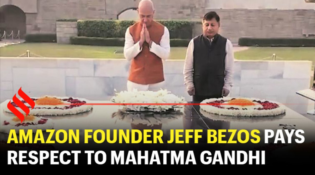 Amazon founder Jeff Bezos pays respect to Mahatma Gandhi after landing in India