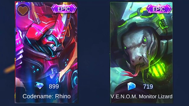 Grock Codename Rhino Skin VS V.E.N.O.M. Monitor Lizard Skin Mobile Legends Bang Bang