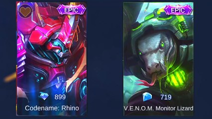 Grock Codename Rhino Skin VS V.E.N.O.M. Monitor Lizard Skin Mobile Legends Bang Bang