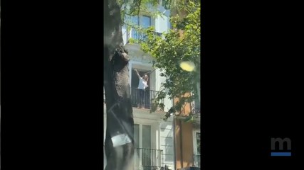 Una mujer lanza clavos contra los coches de los manifestantes de VOX
