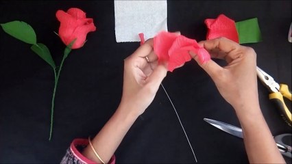 How to Make Crepe paper rose - paper flower craft