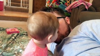 Funny Daddy and Baby Kissing Together - Fun Babies Tv