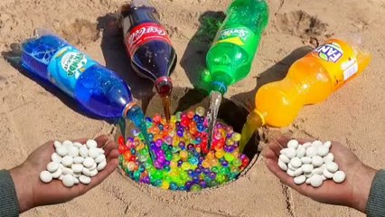 Experiment: Coca-Cola, Fanta, Sprite, Pepsi vs Orbeeze vs Mentos Underground