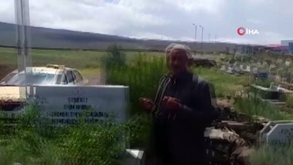 Sokağa çıkma kısıtlamasında Iğdır’daki şehit oğullarının mezarını Kaymakamın yardımı ile ziyaret ettiler