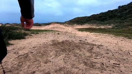 MMA ground and pound training Three hard right punches into the sand