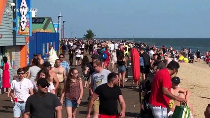 Jam-packed Southend-on-Sea as UK sunseekers escape quarantine during sunny holiday