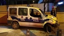 Sancaktepe’de korkutan kaza...Polis aracı yan yattı