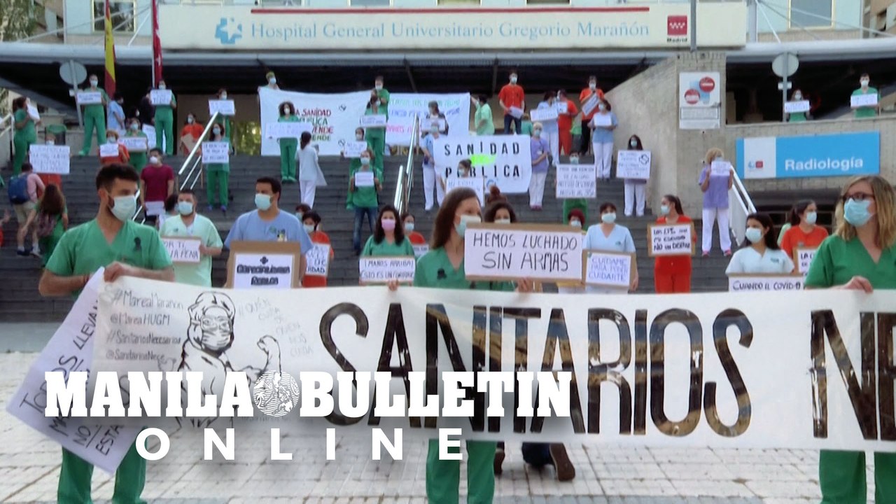 Spanish health workers protest over pay, resources shortages