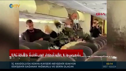 Uçakta sosyal mesafe kavgası