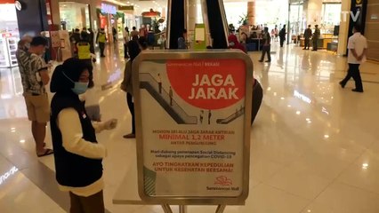 Presiden Jokowi meninjau persiapan prosedur pengoperasian mal yang berada di wilayah zona hijau wabah COVID-19.